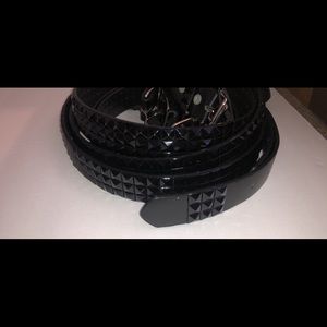 Black studded leather belt